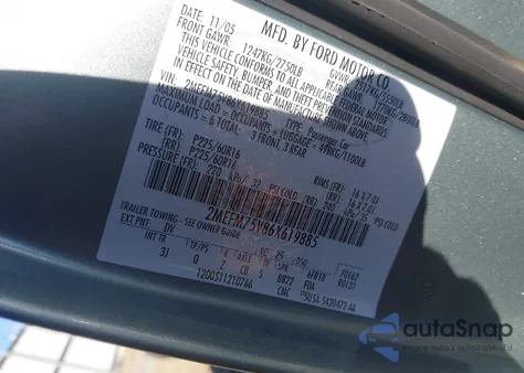 2006 Mercury Grand Marquis Ls из США, поврежденный, VIN 2MEFM75V86X619885